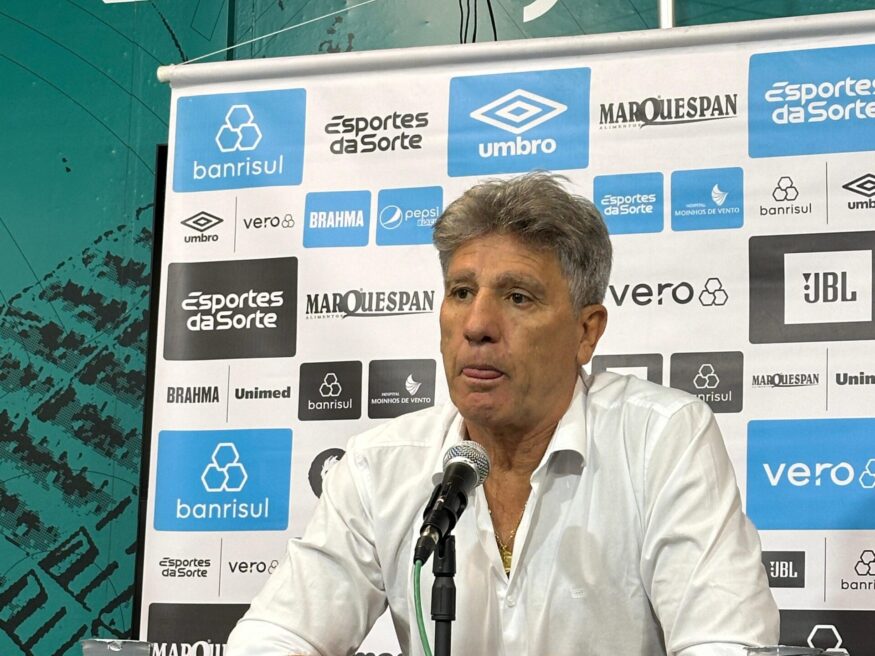 Renato Portaluppi em entrevista coletiva no Grêmio