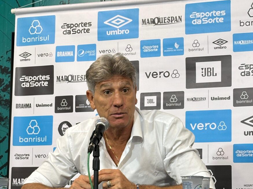 Renato Portaluppi em entrevista coletiva no Grêmio